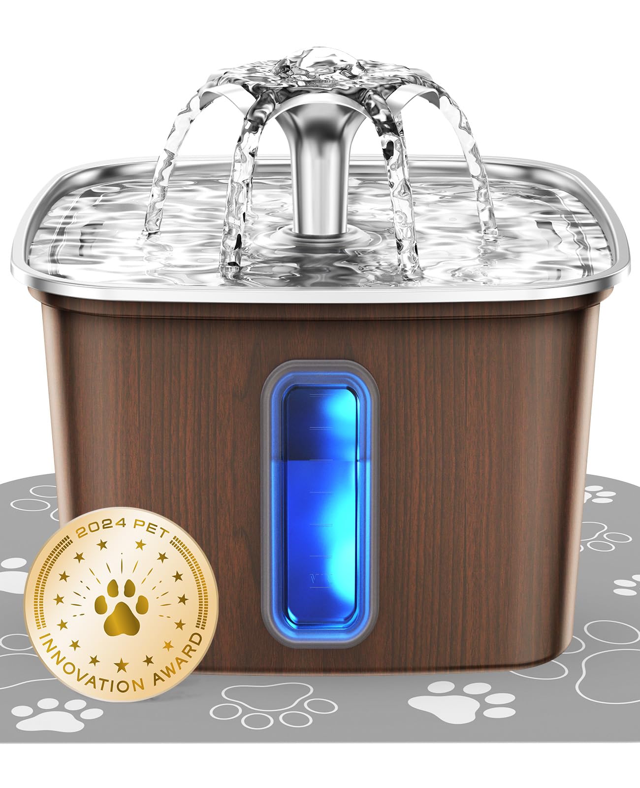 Veken Award-Winning Stainless Steel Cat Water Fountain