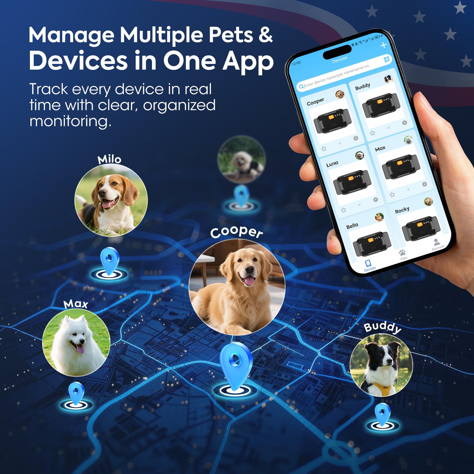 Smart GPS Dog Tracker with Virtual Fence and Health Monitoring