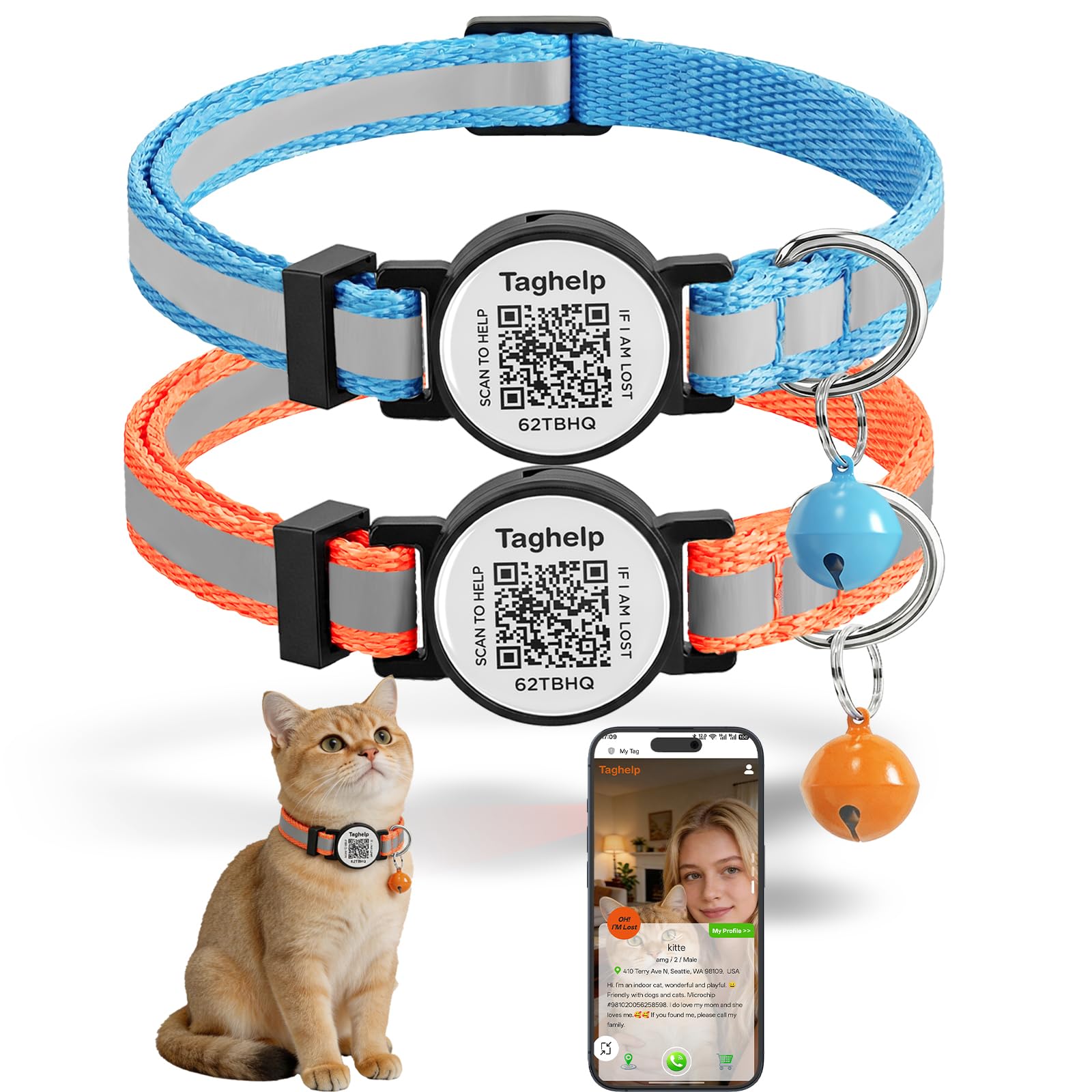 2-Pack Adjustable Cat Collars for Everyday Wear