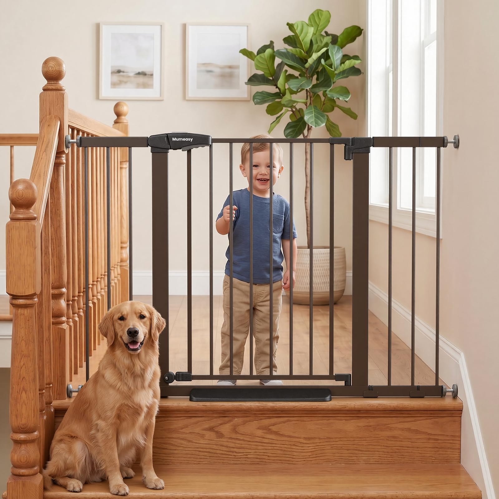 Mumeasy 36-Inch Extra-Tall Pet Safety Gate for Doorways