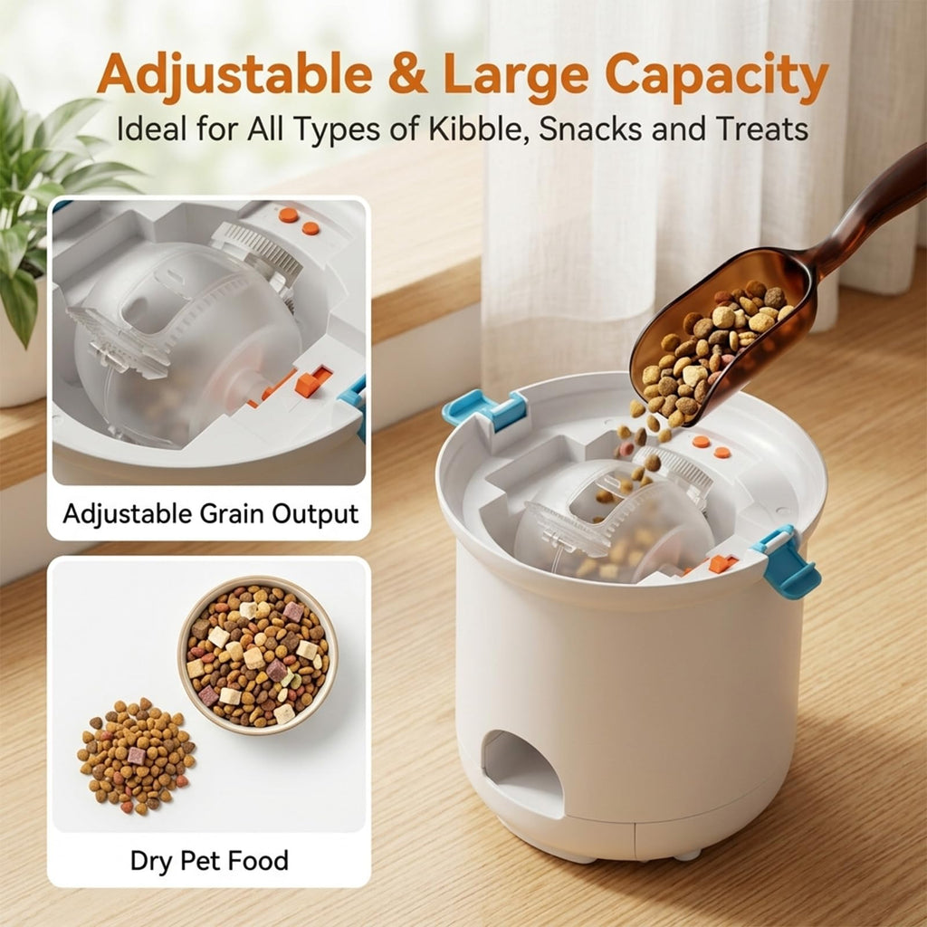 Button-Activated Automatic Dog Treat Dispenser Toy