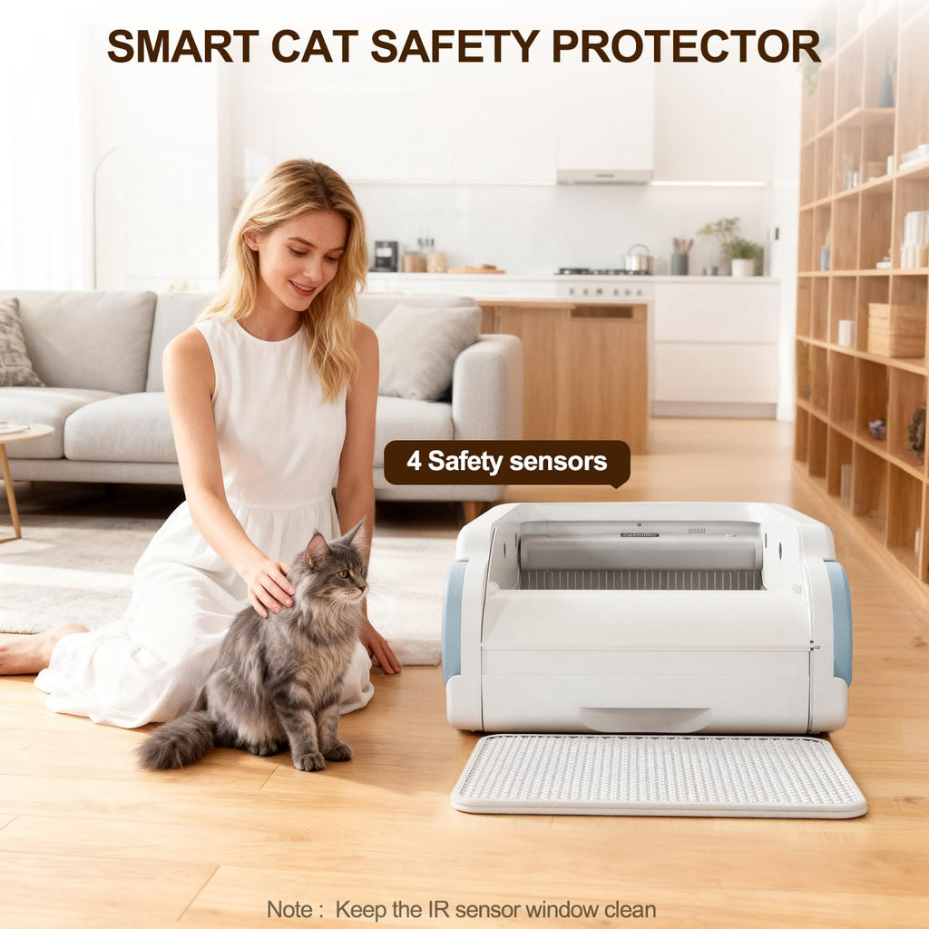 Open-Top Self-Cleaning Cat Litter Box with Odor Control