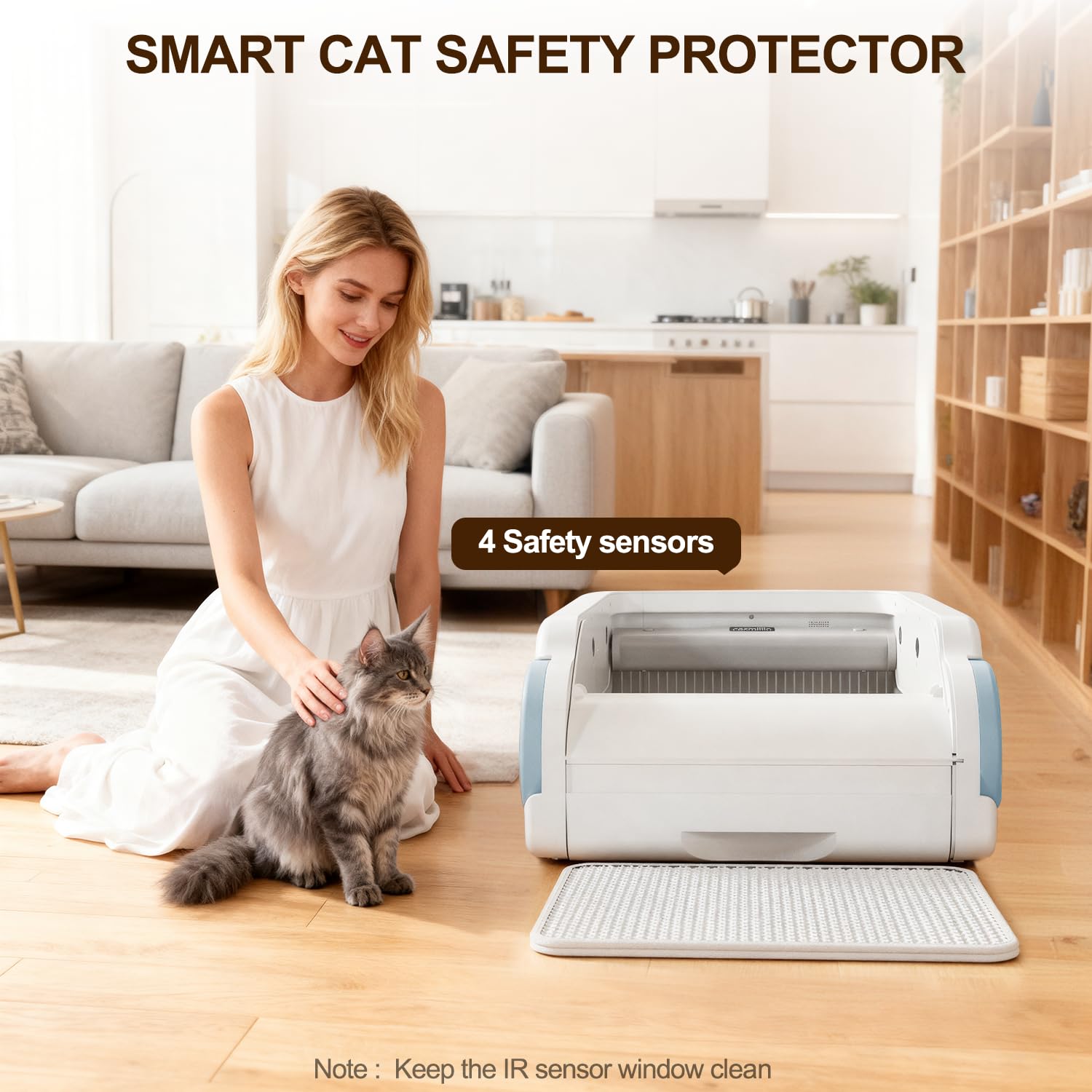 Open-Top Self-Cleaning Cat Litter Box with Odor Control