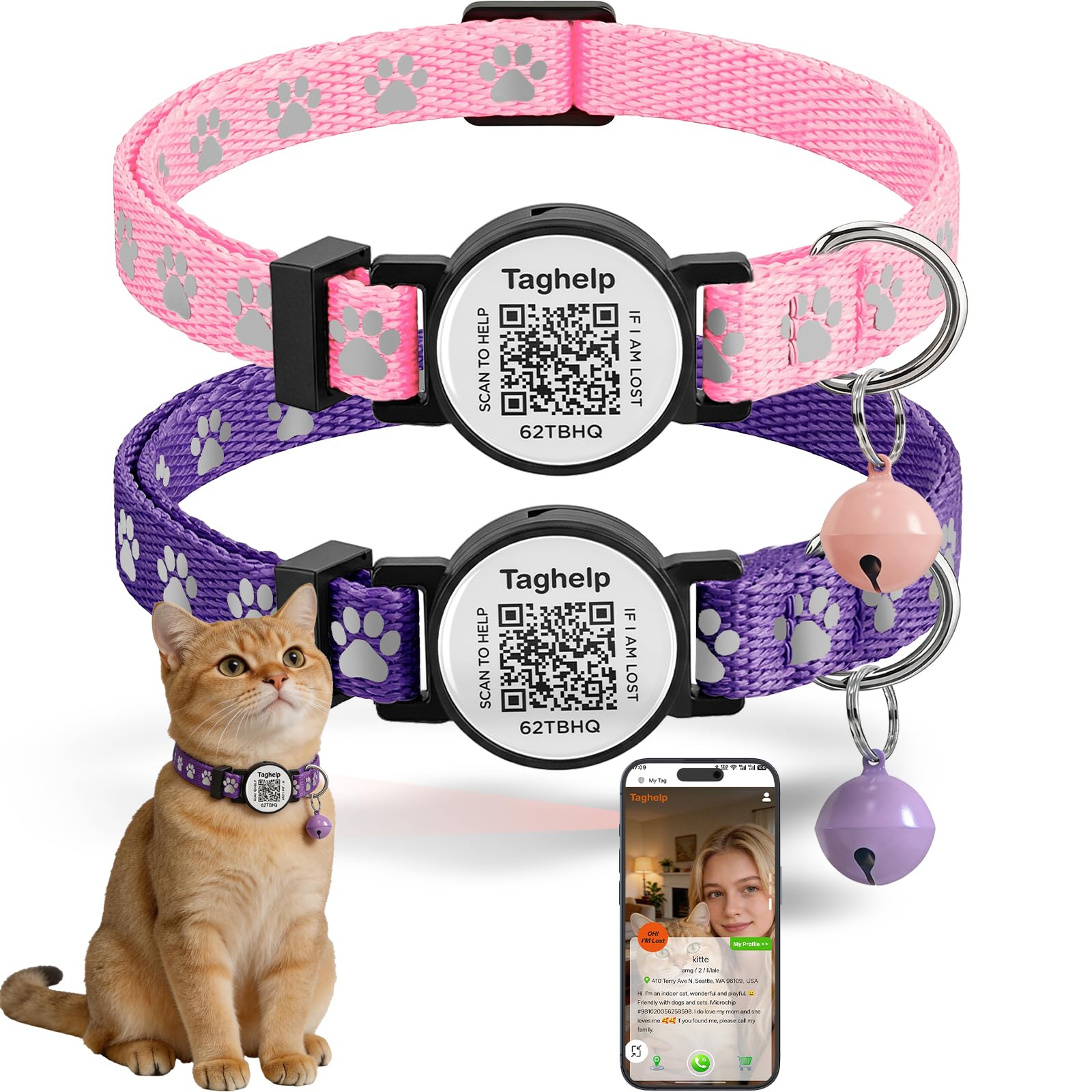 2-Pack Adjustable Cat Collars for Everyday Wear