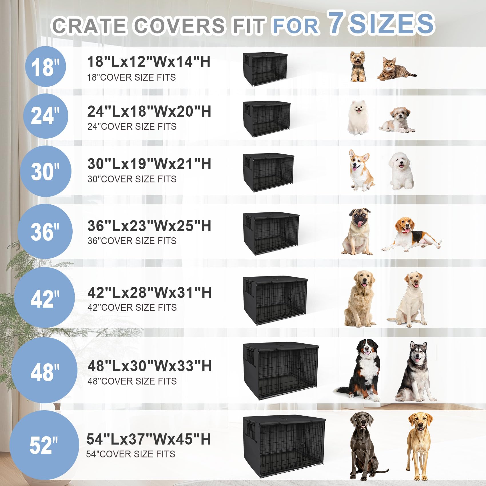 Explore Land Heavy-Duty Dog Crate Cover for Wire Kennels