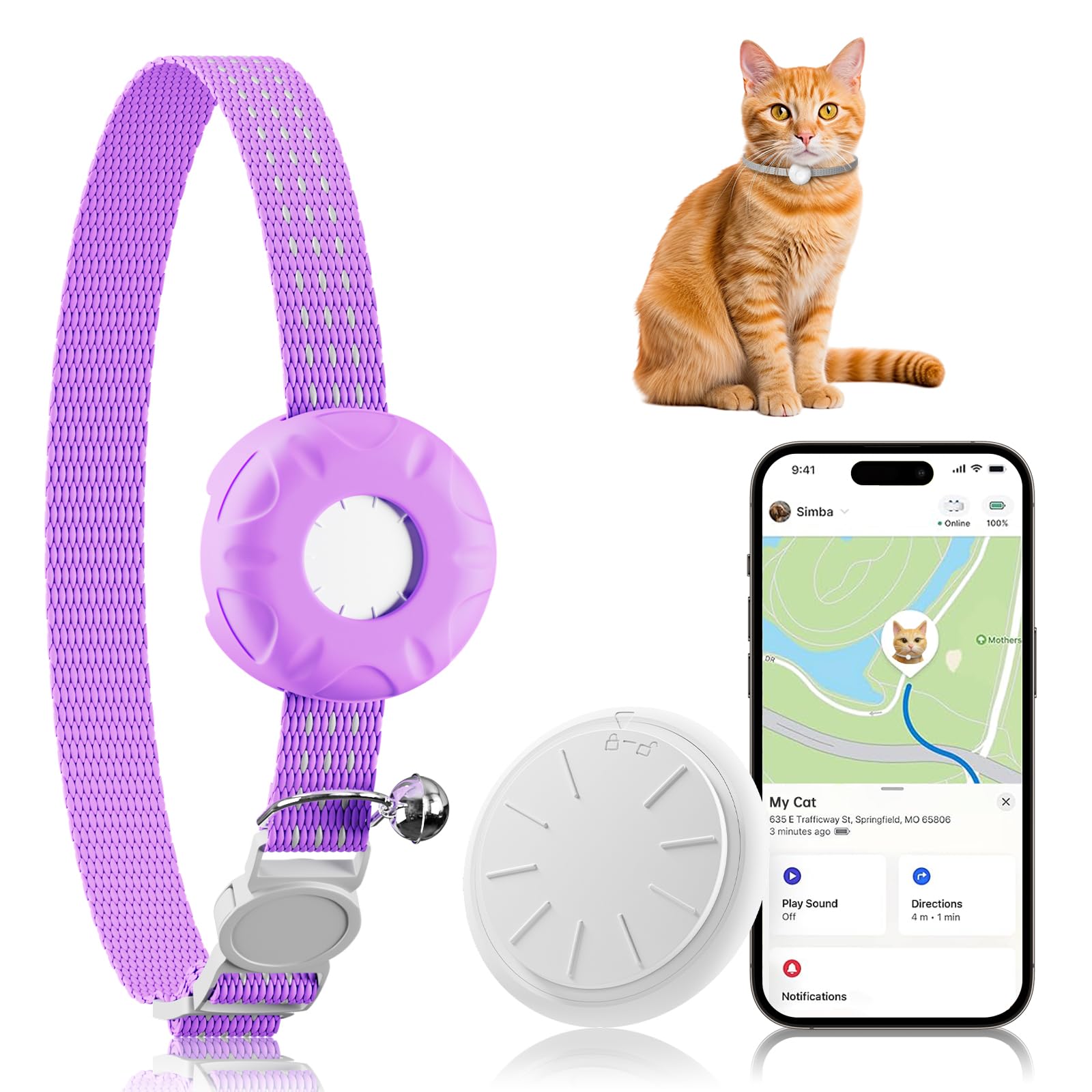 Mini GPS Cat Tracker with Adjustable Safety Collar