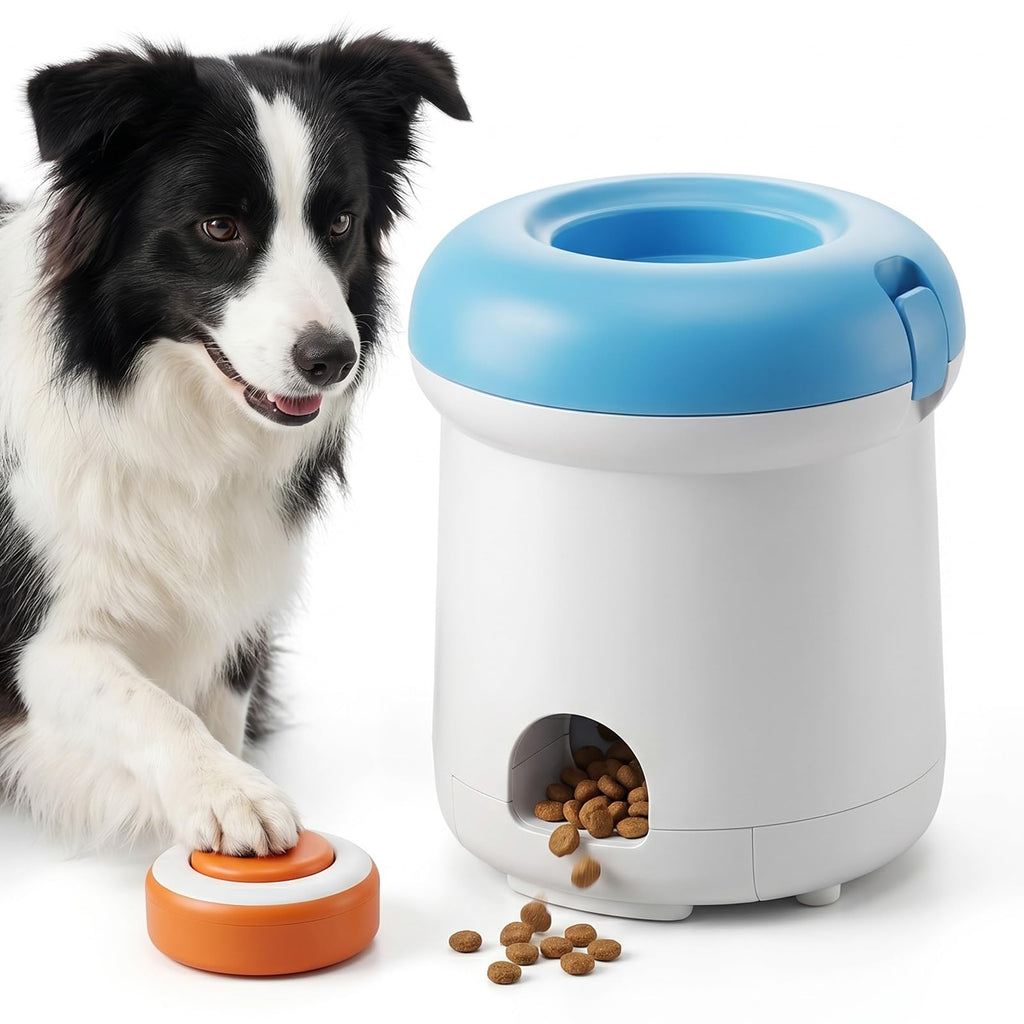 Button-Activated Automatic Dog Treat Dispenser Toy