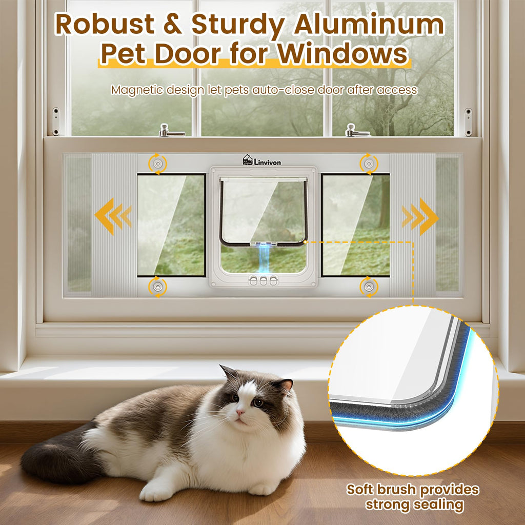 Linvivon Adjustable 4-Way Locking Cat Window Door