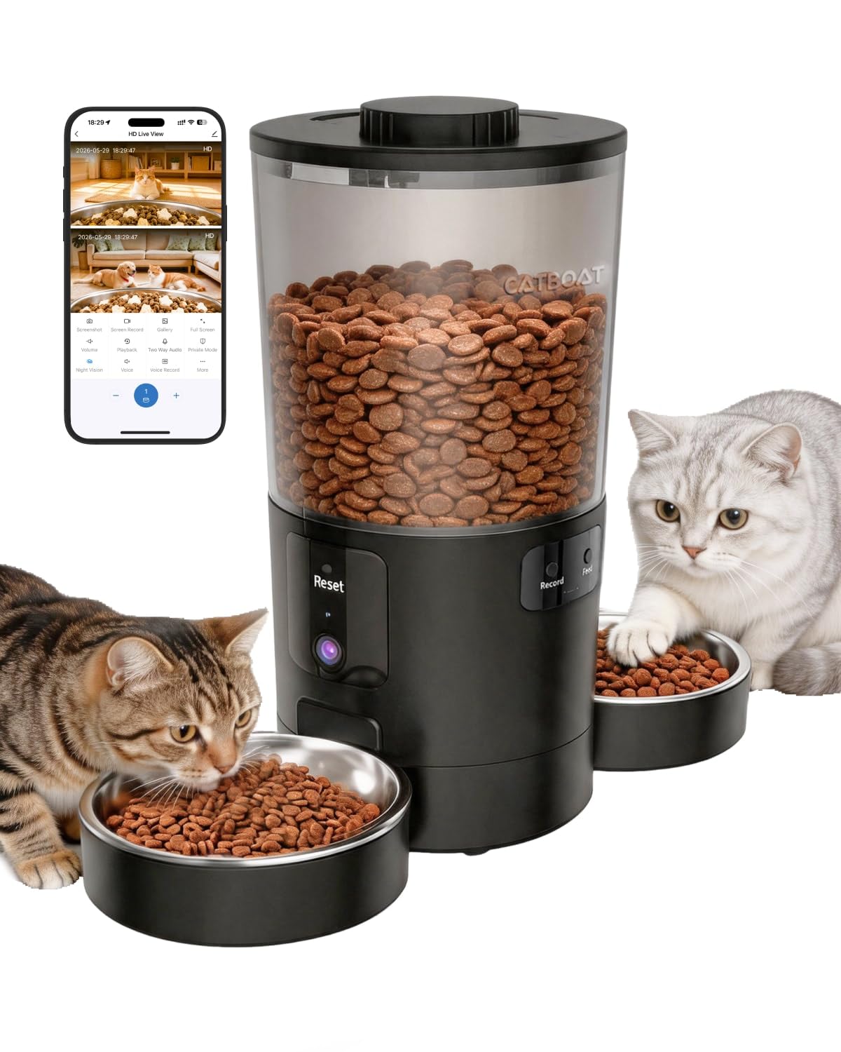 CATBOAT Automatic cat Feeder with 2 Cameras