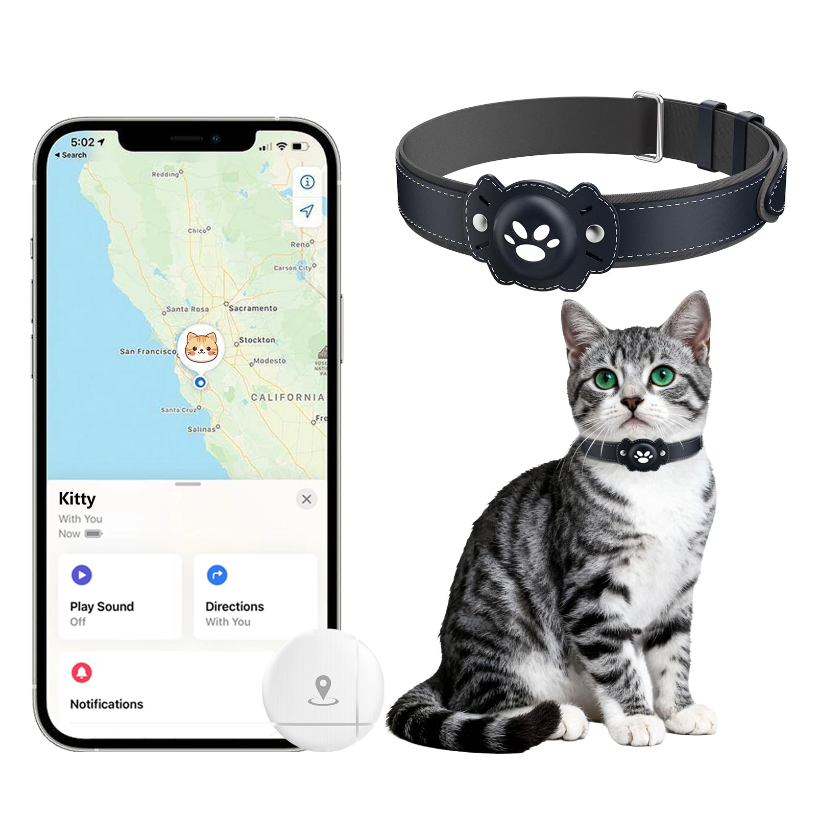 BONSO 2-in-1 GPS Cat Tracker with 365-Day Battery