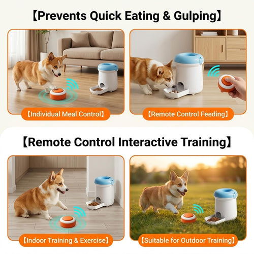 Button-Activated Automatic Dog Treat Dispenser Toy
