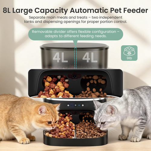 8L Automatic Cat Feeder with HD Camera and Night Vision