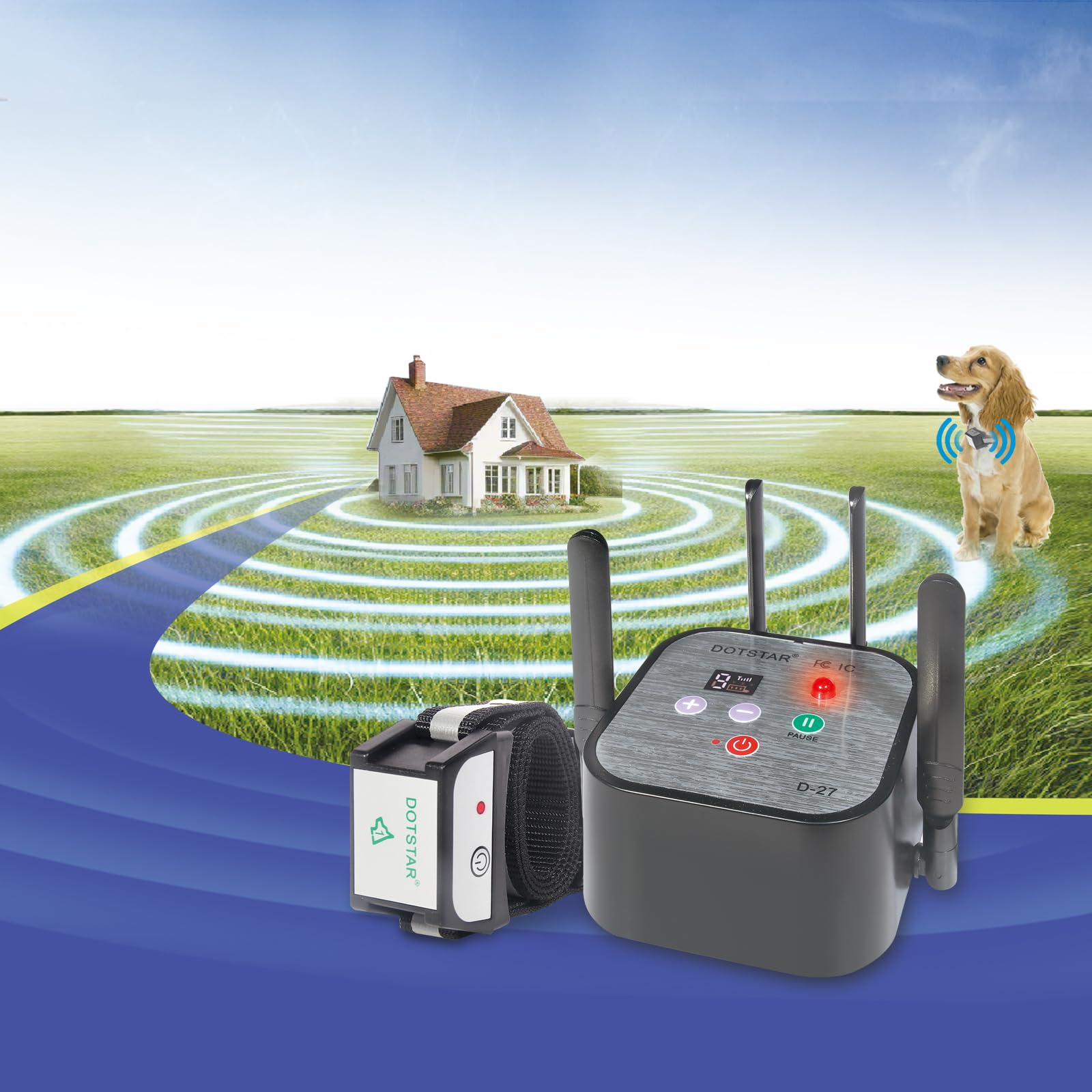 Smart Wireless Dog Fence with Rechargeable Receiver