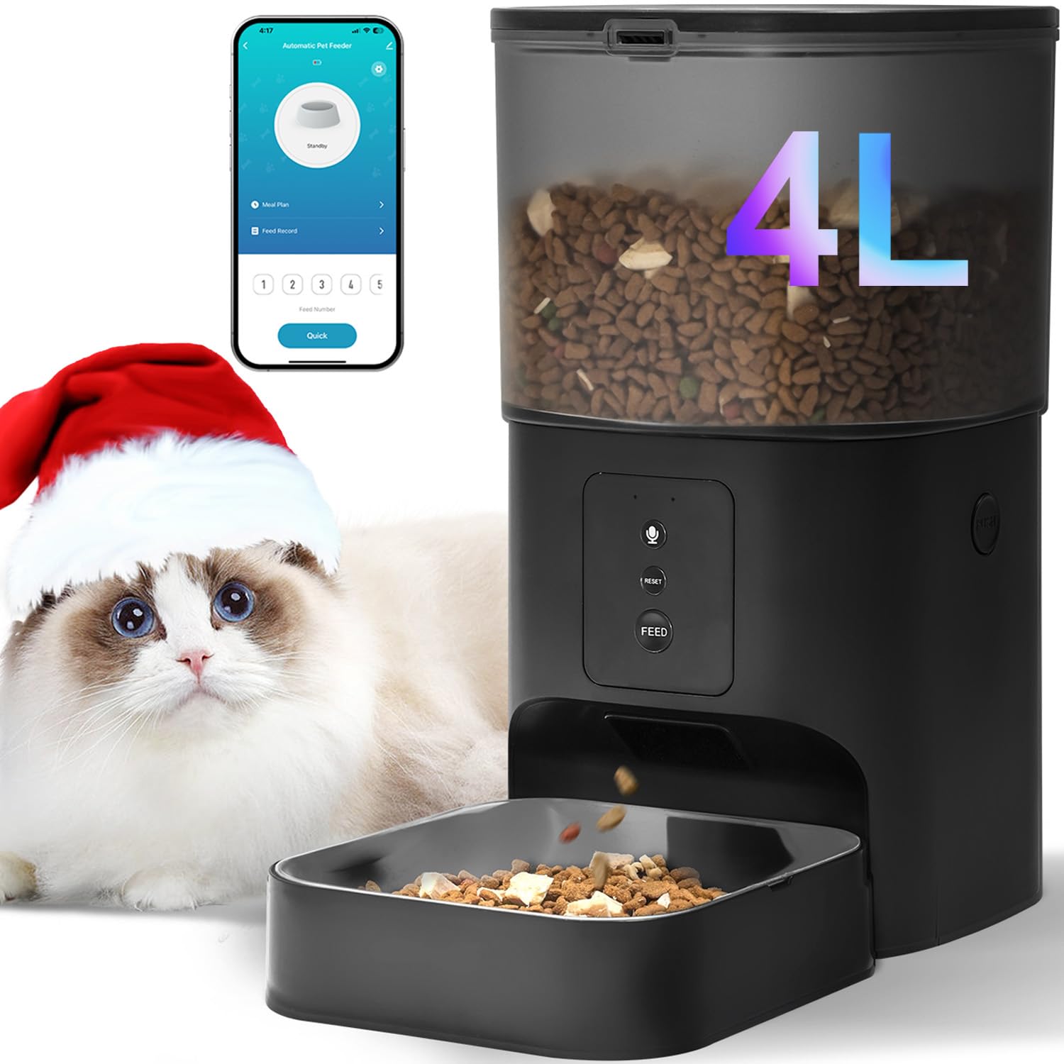 Automatic Cat Feeder with Voice Recorder and 8-Meal Timer