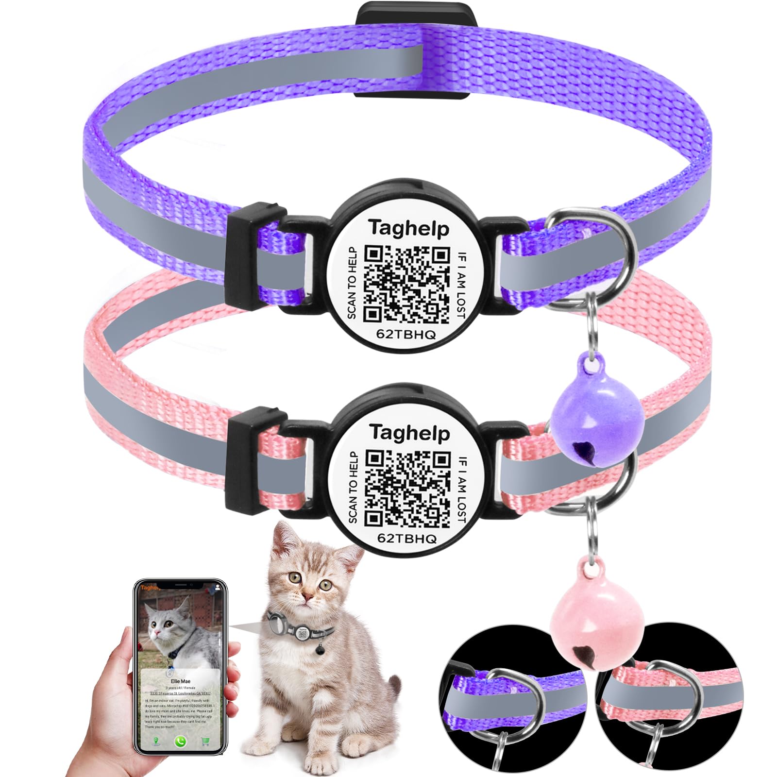 2-Pack Adjustable Cat Collars for Everyday Wear