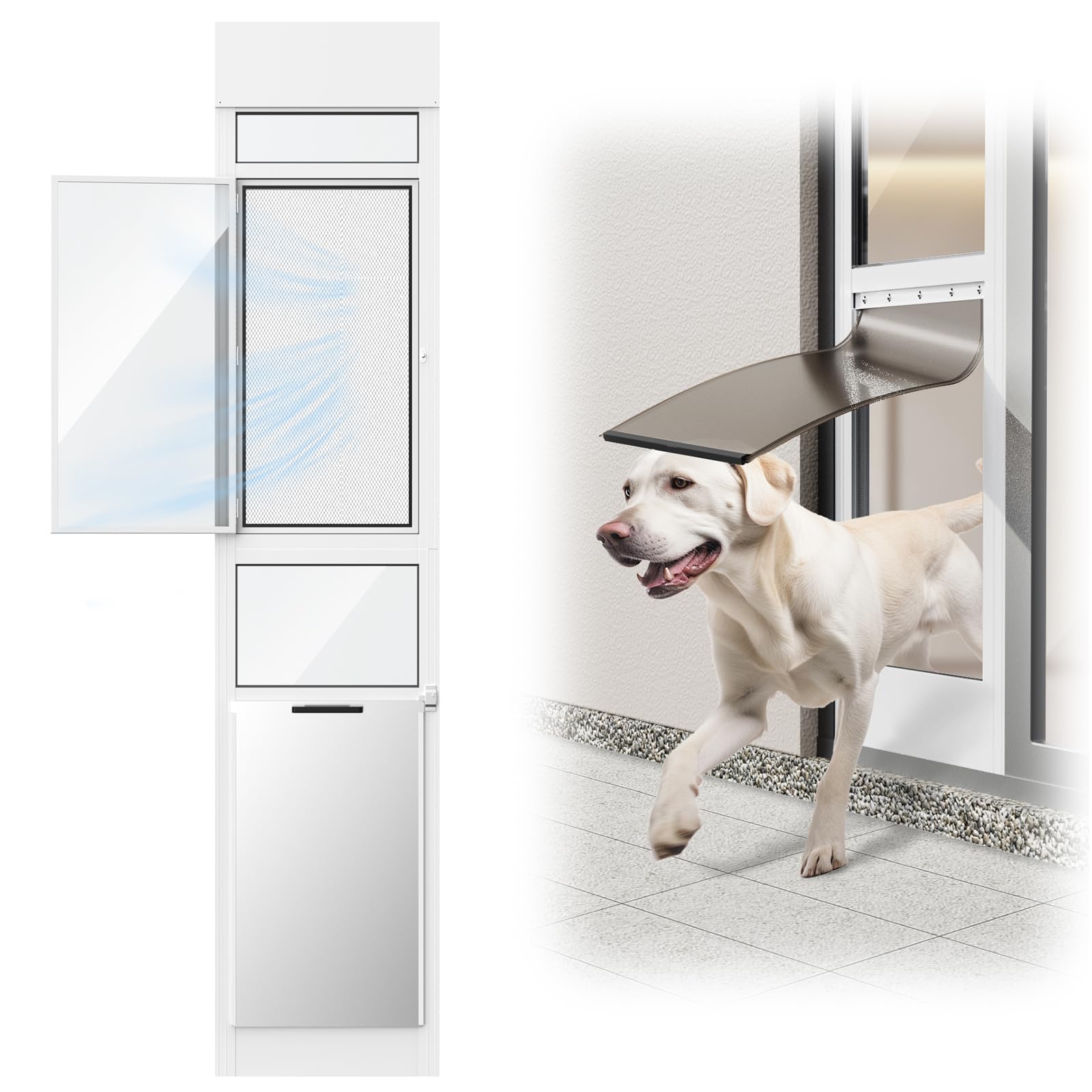 Adjustable Sliding Glass Door Insert with Dog Door