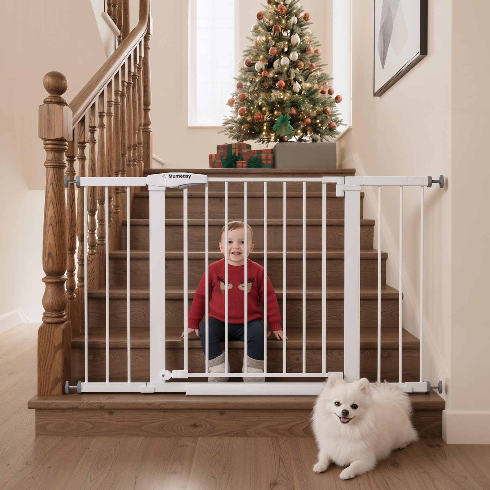 Mumeasy 36-Inch Extra-Tall Pet Safety Gate for Doorways