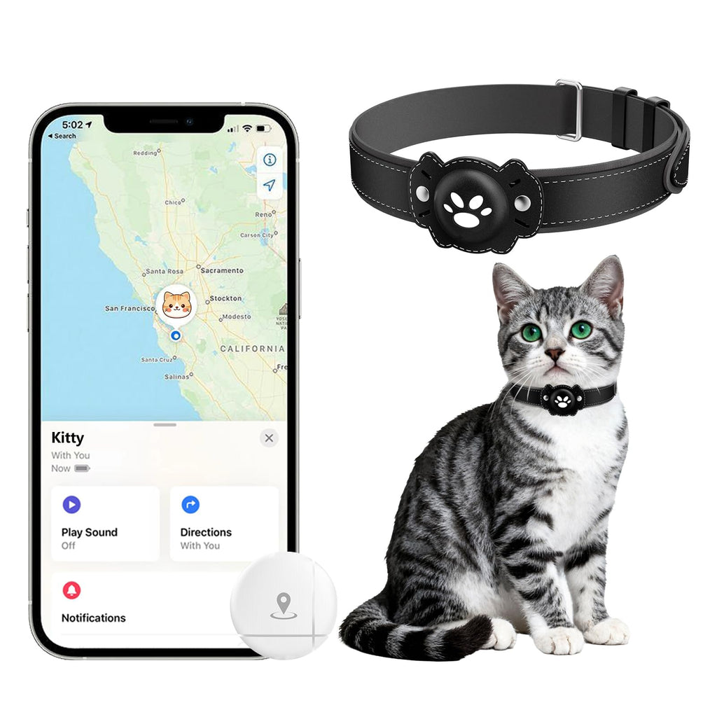 BONSO 2-in-1 GPS Tracker for Cats: Smart Pet Collar with Real-Time Tracking,No Monthly Fee/Subscription (iOS & Android) Waterproof, Anti-Lost,365-Day Long Battery Life GPS Tracker Cat Collar