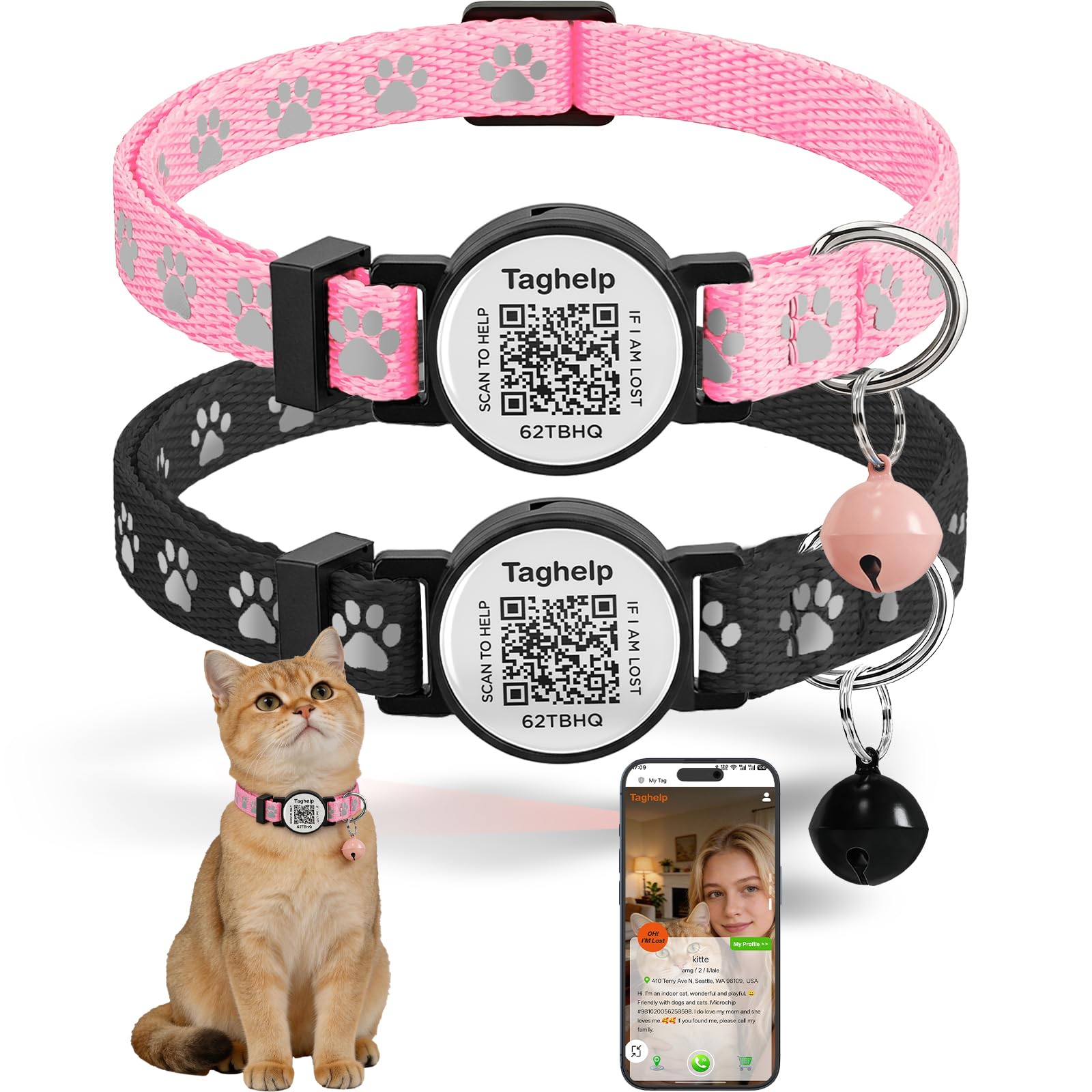 2-Pack Adjustable Cat Collars for Everyday Wear