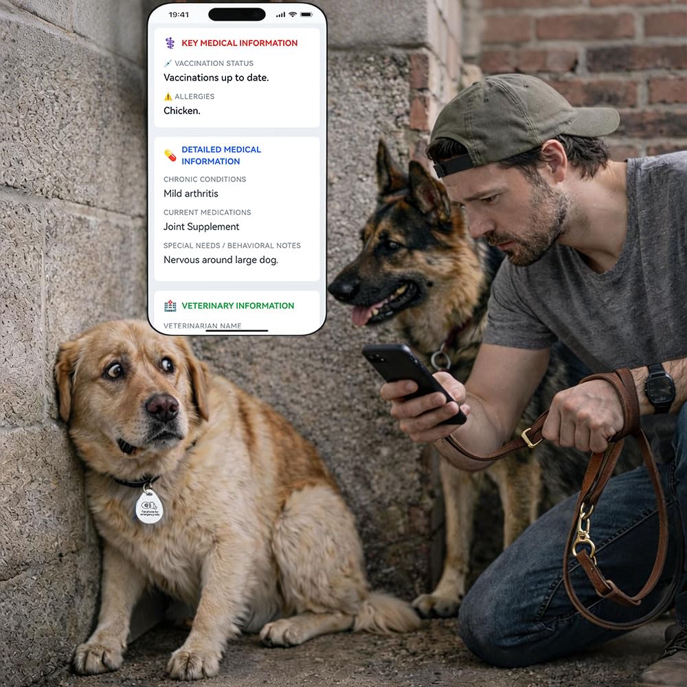 SELFIMPVE 2-Pack NFC and QR Smart Pet ID Tags