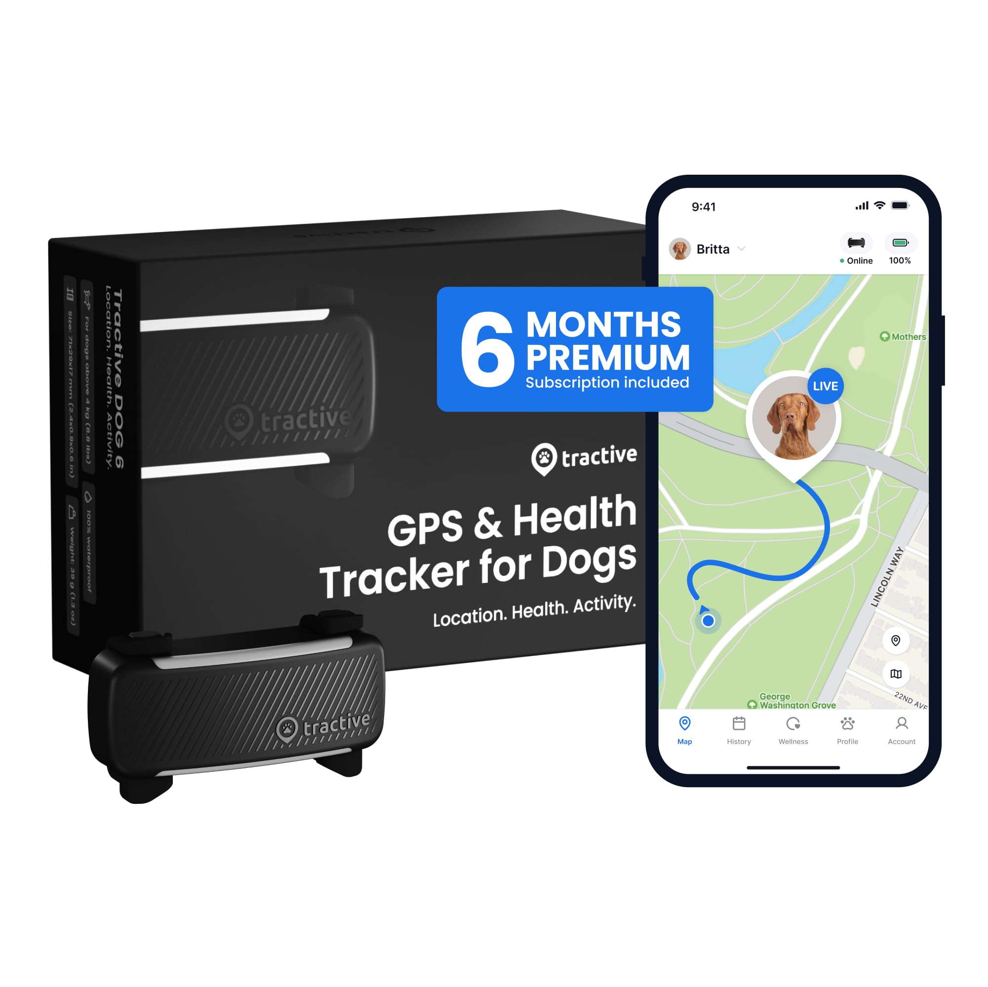 Tractive Smart GPS Dog Tracker with Vital Signs Monitoring