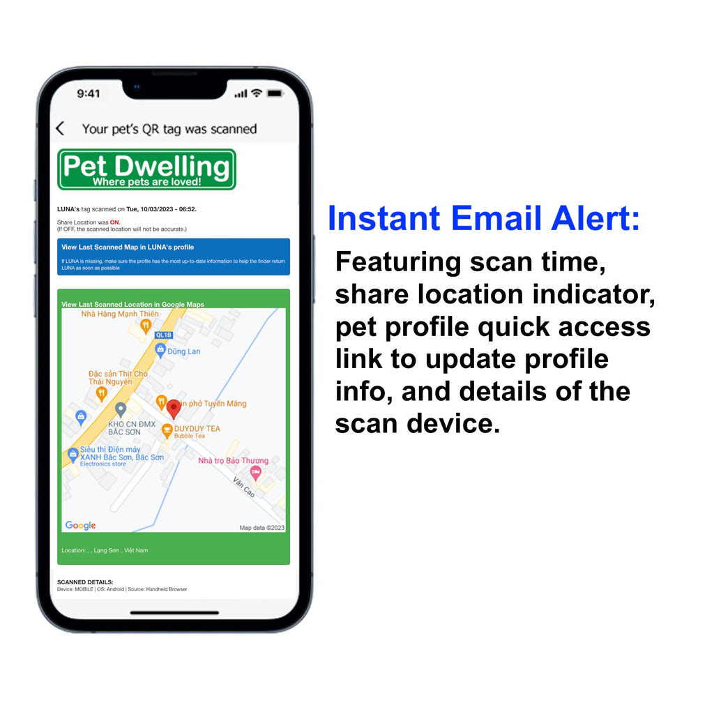 Pet Dwelling QR Code Pet ID Tag – Scan to Contact Owner Instantly, No App Needed, Smart Dog & Cat Tag with Free Personalized Online Pet Profile