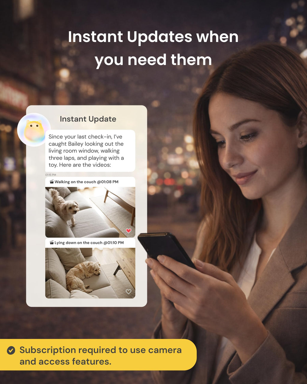 Furbo 360° Dog Camera + Mini [New Subscription Required at Setup] 2-Camera Bundle Nanny Subscription: Dog Safety & Home Security Alerts, Pet Camera with Speaker, Phone App & Night Vision