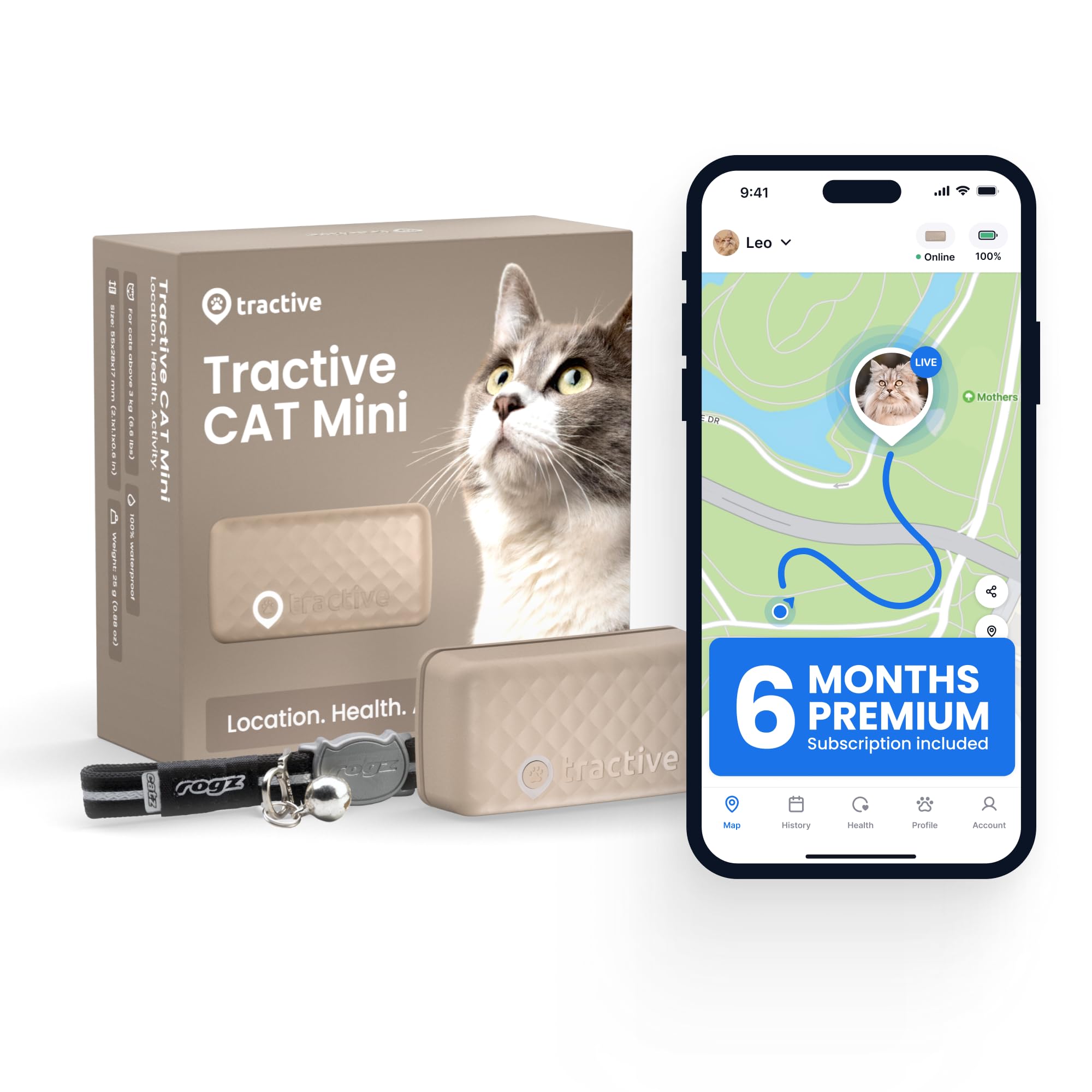 Tractive Smart GPS Cat Tracker with Wellness Monitoring