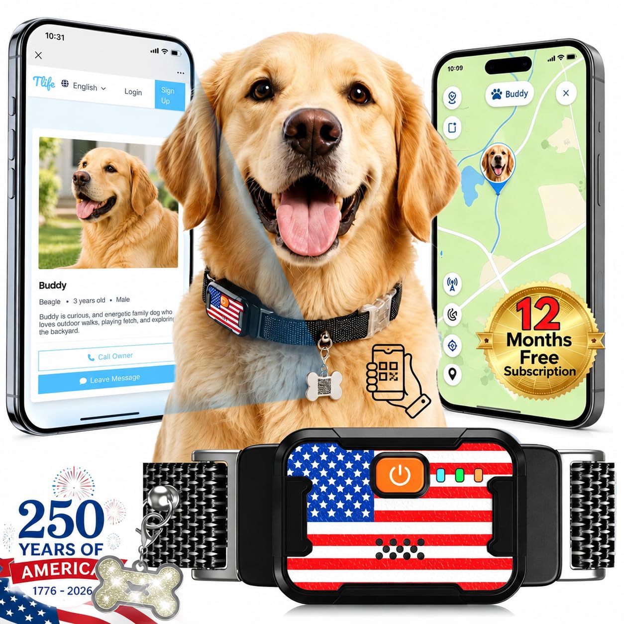Smart GPS Dog Tracker with Virtual Fence and Health Monitoring