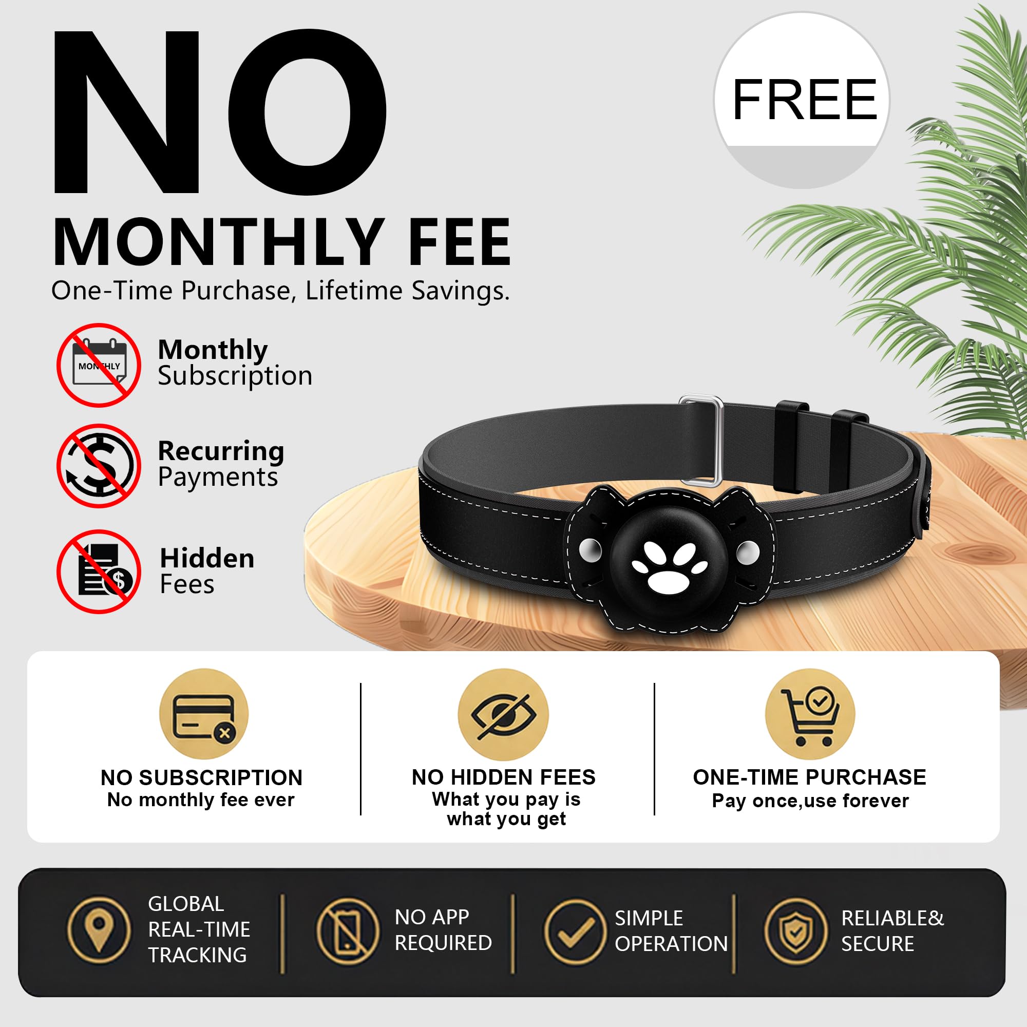 BONSO 2-in-1 GPS Tracker for Cats: Smart Pet Collar with Real-Time Tracking,No Monthly Fee/Subscription (iOS & Android) Waterproof, Anti-Lost,365-Day Long Battery Life GPS Tracker Cat Collar