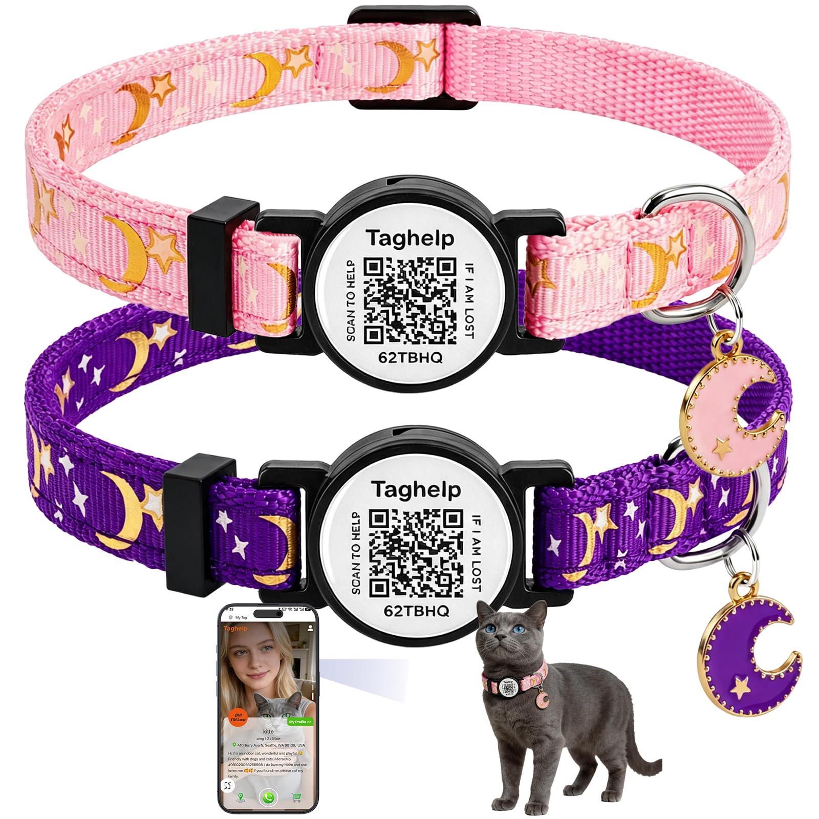 2-Pack Adjustable Cat Collars for Everyday Wear