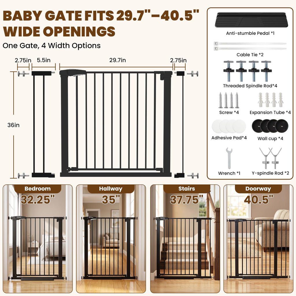 Mumeasy 36-Inch Extra-Tall Pet Safety Gate for Doorways