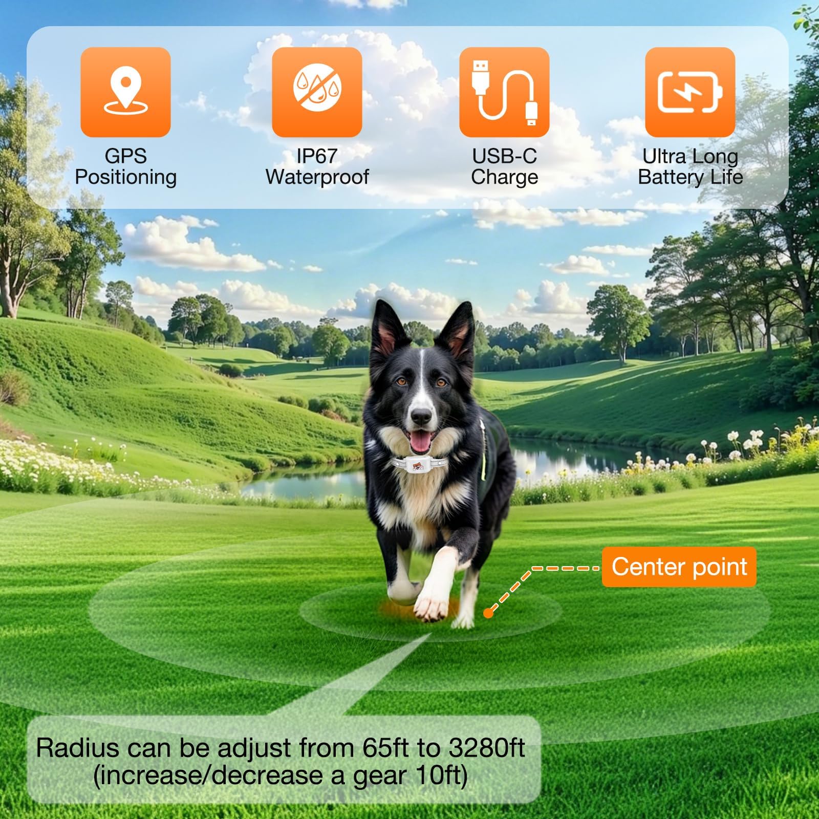 UJQW GPS + Wireless Dog Fence & Training Collar – No Subscription, App Geo-Fence 3280ft, 60-164ft Bluetooth Training, 3 Correction Modes, Auto Sleep/Wake, 7-Day Battery, 3-Dog Support