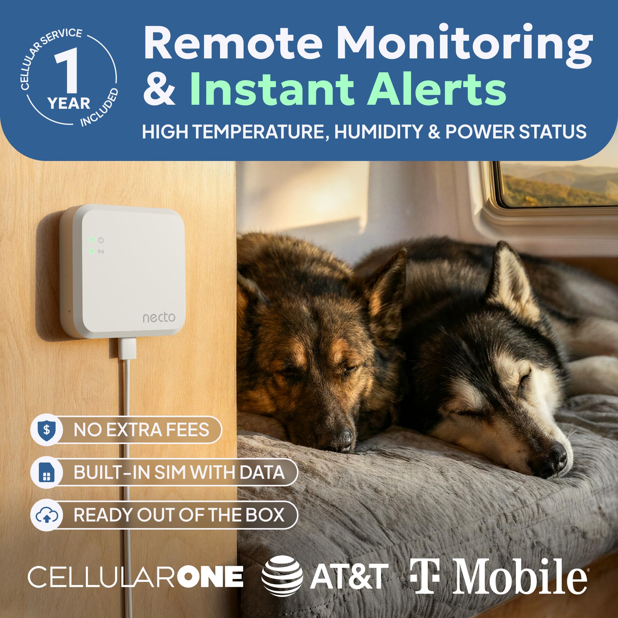 Necto Cellular RV Pet Temperature and Power Outage Monitor
