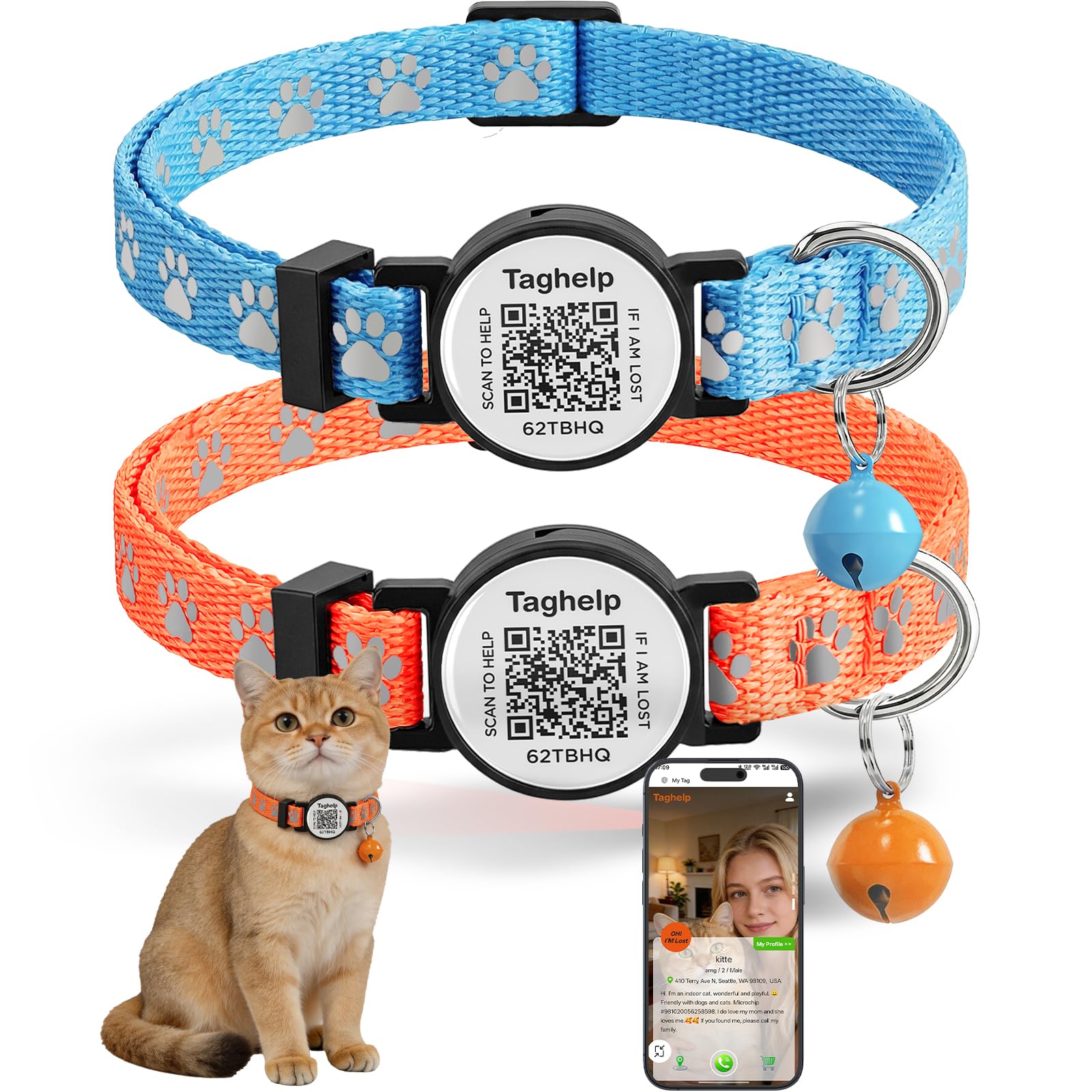 2-Pack Adjustable Cat Collars for Everyday Wear