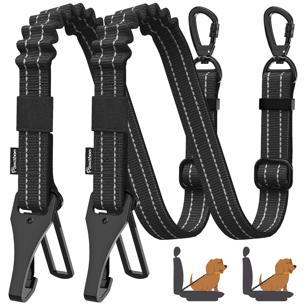 Pawaboo 2-Pack Reflective Bungee Dog Car Seat Belts