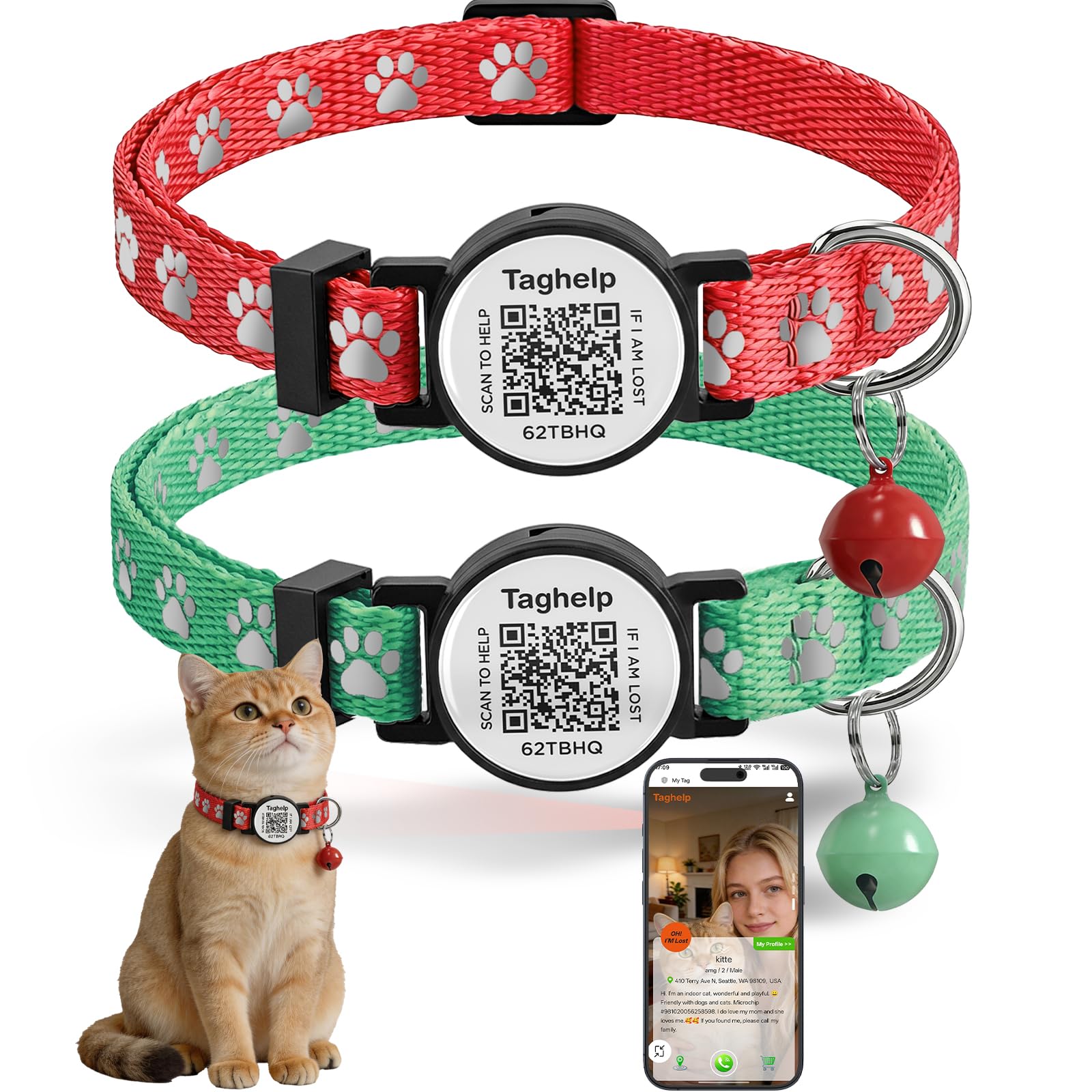 2-Pack Adjustable Cat Collars for Everyday Wear