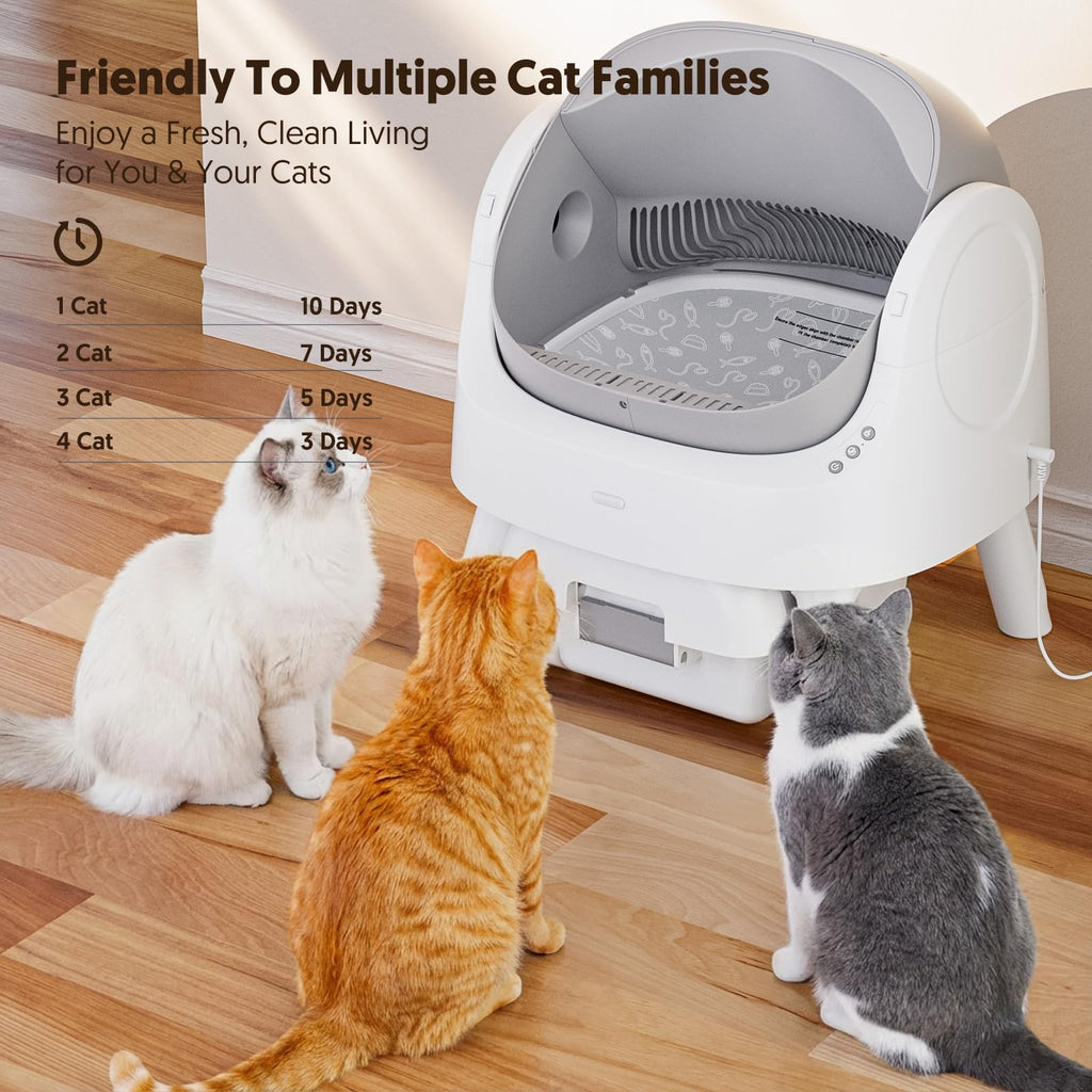 Open-Top Automatic Self-Cleaning Litter Box for Cats