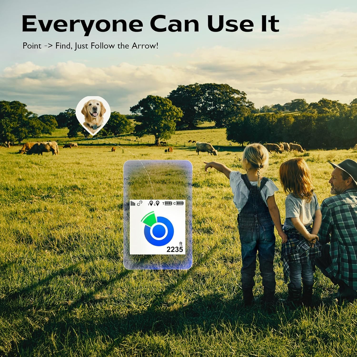 GPS Dog Tracker for 2 Dogs - Off-Grid Long Range Tracking System, No App/Cellular Required, Water-Resistant Pet Finder for Hiking & Forest Exploration