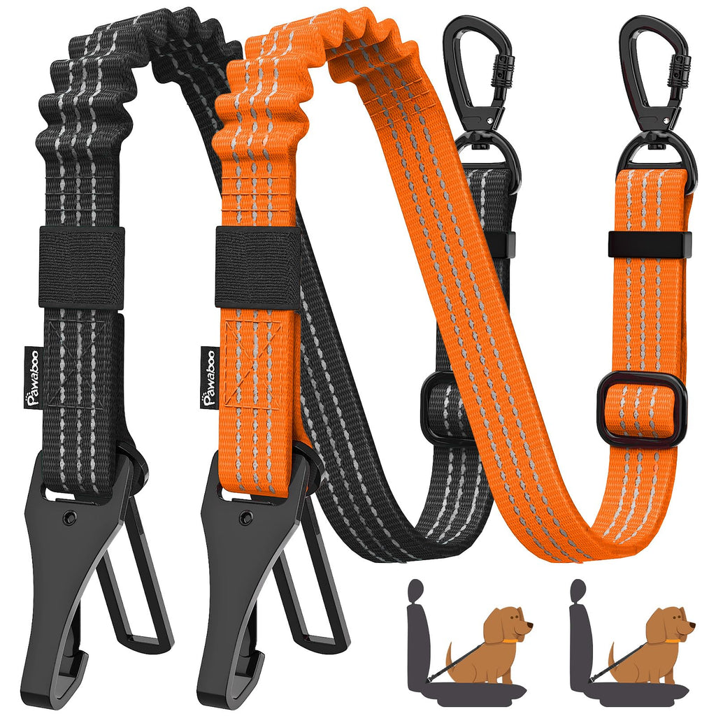 Pawaboo 2-Pack Reflective Bungee Dog Car Seat Belts