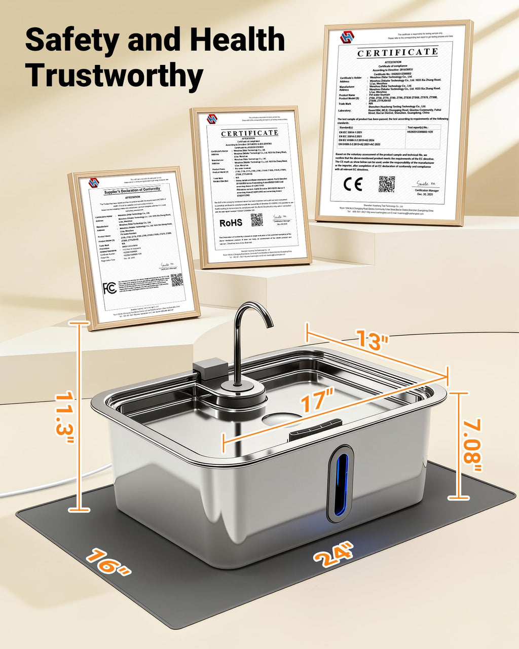 18L/4.76Gal Extra Large Dog Water Fountain