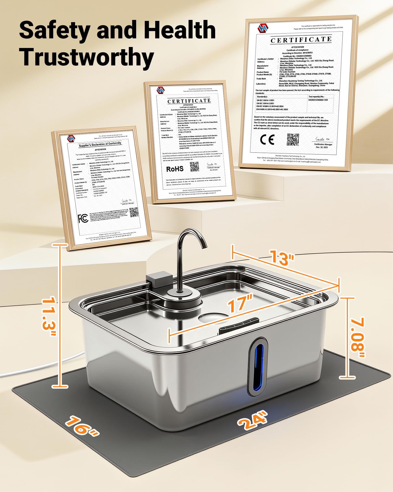 18L/4.76Gal Extra Large Dog Water Fountain