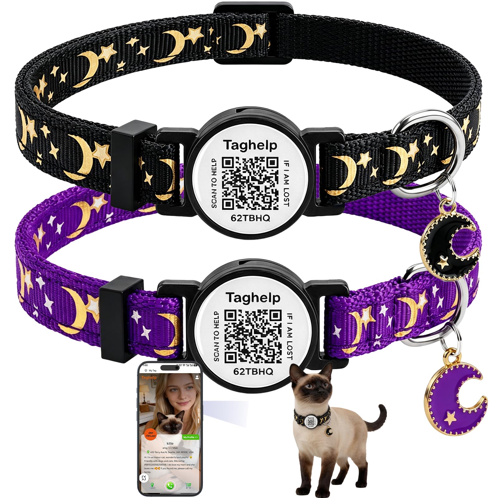 2-Pack Adjustable Cat Collars for Everyday Wear