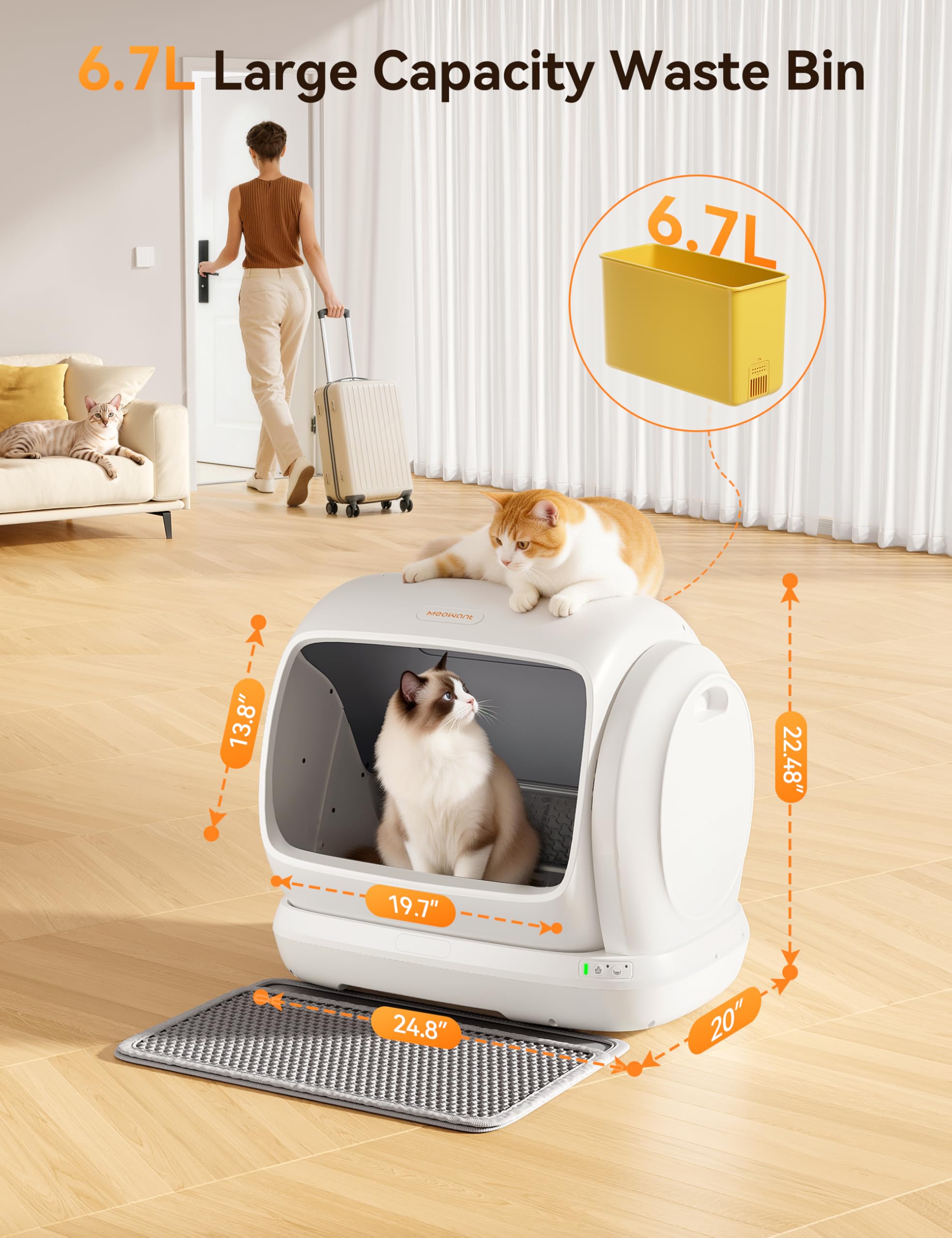MeoWant 106L App-Controlled Self-Cleaning Cat Litter Box