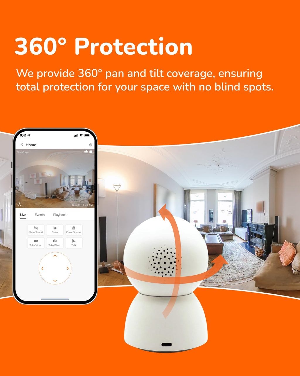 SensForge 2.5K Pan-Tilt Security Camera, 360° Dual-Band WiFi Camera for Home, Free AI Human & Pet Detection