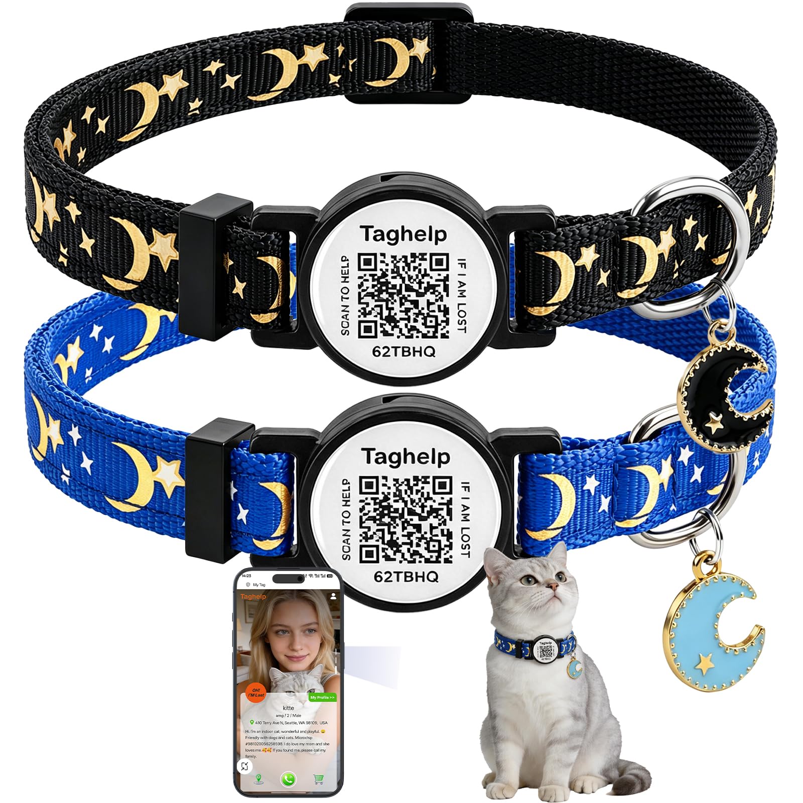 2-Pack Adjustable Cat Collars for Everyday Wear