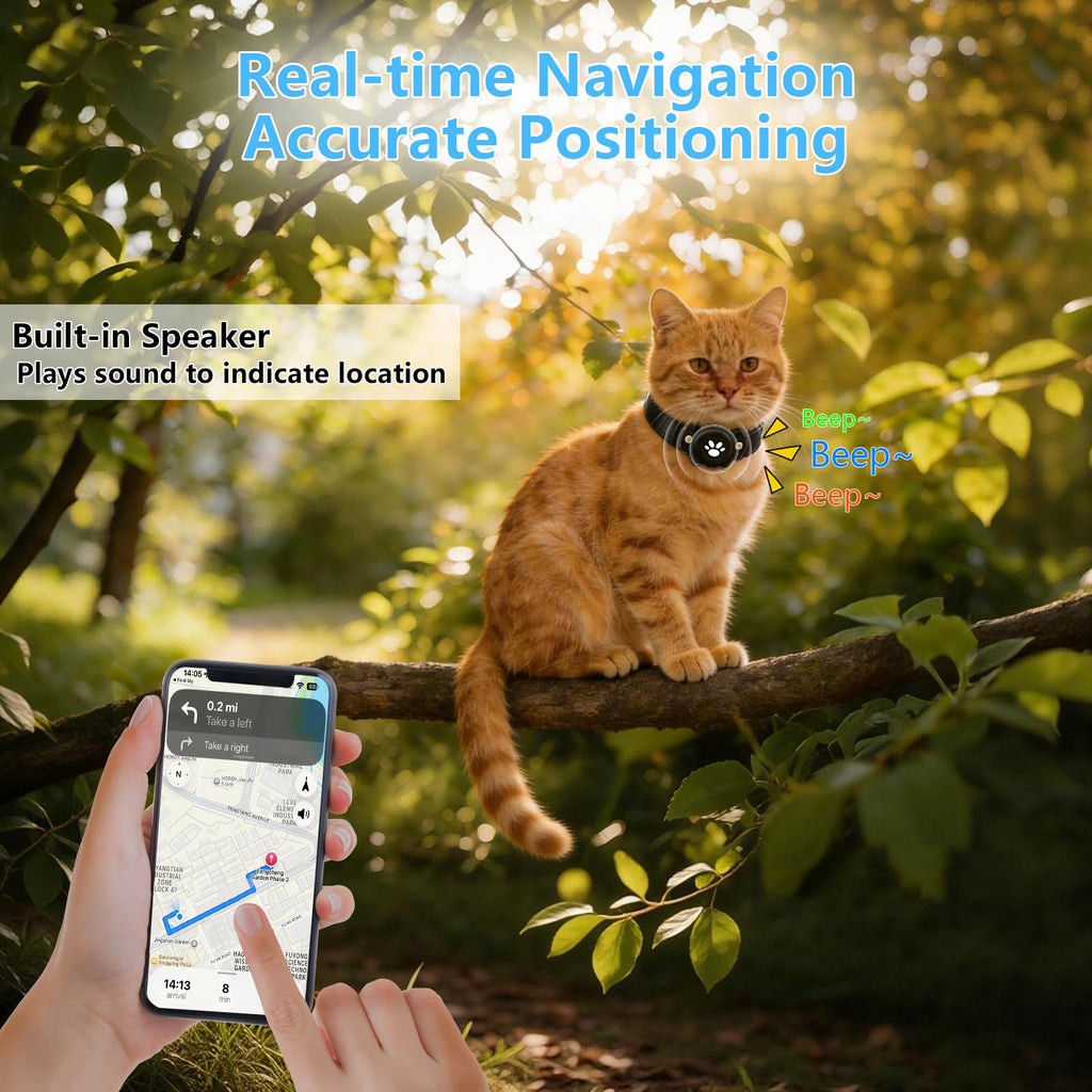 BONSO 2-in-1 GPS Tracker for Cats: Smart Pet Collar with Real-Time Tracking,No Monthly Fee/Subscription (iOS & Android) Waterproof, Anti-Lost,365-Day Long Battery Life GPS Tracker Cat Collar