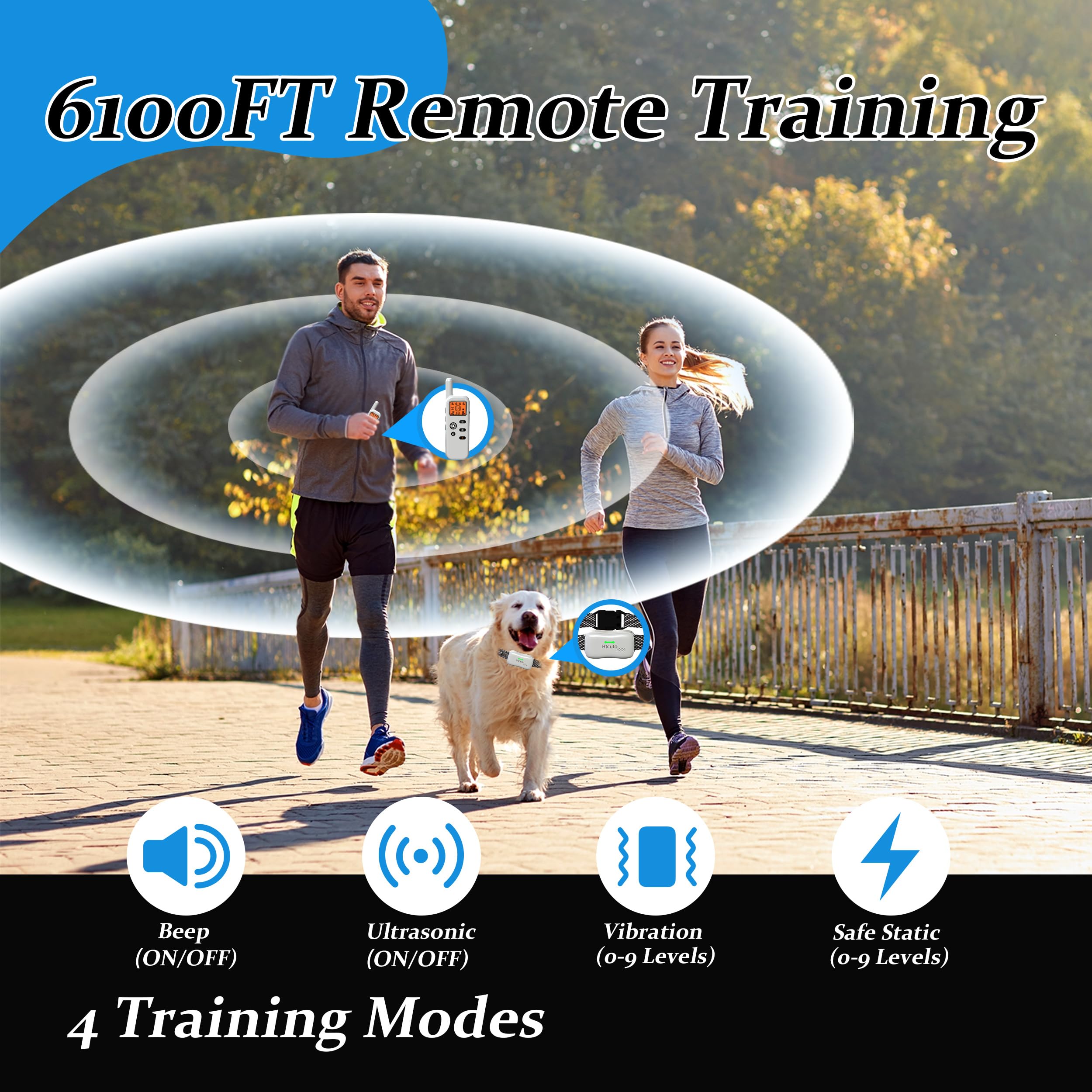 Htcuto Wireless Dog Fence and Ultrasonic Training Collar